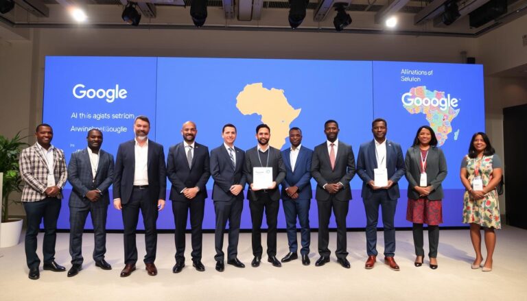 Google Africa AI investment announcement showing executives and African tech leaders