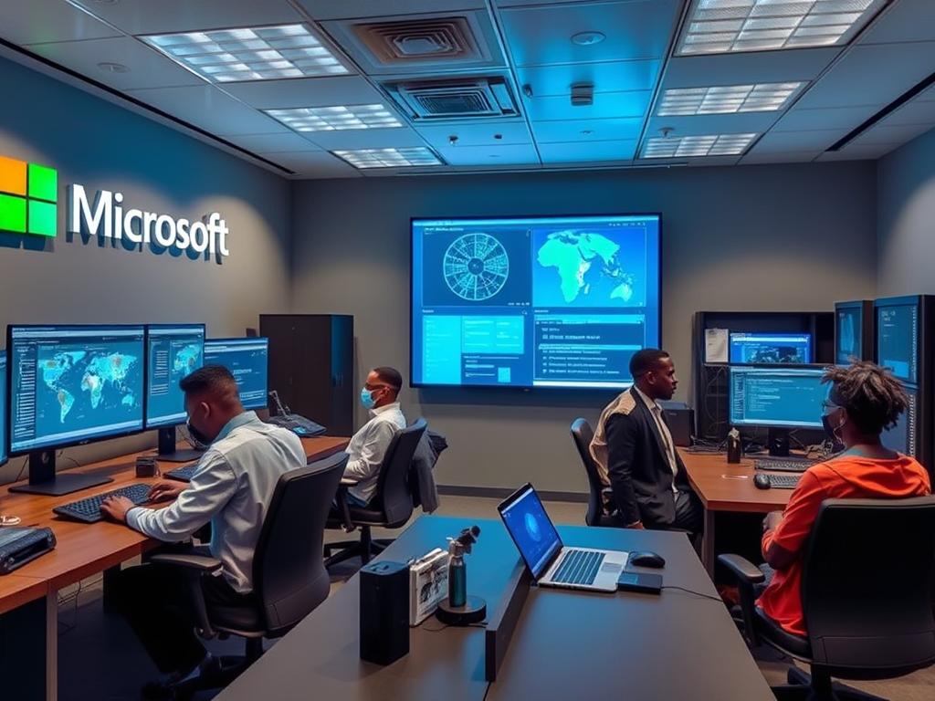 Microsoft's Africa AI development center with engineers working on localized AI solutions for African markets