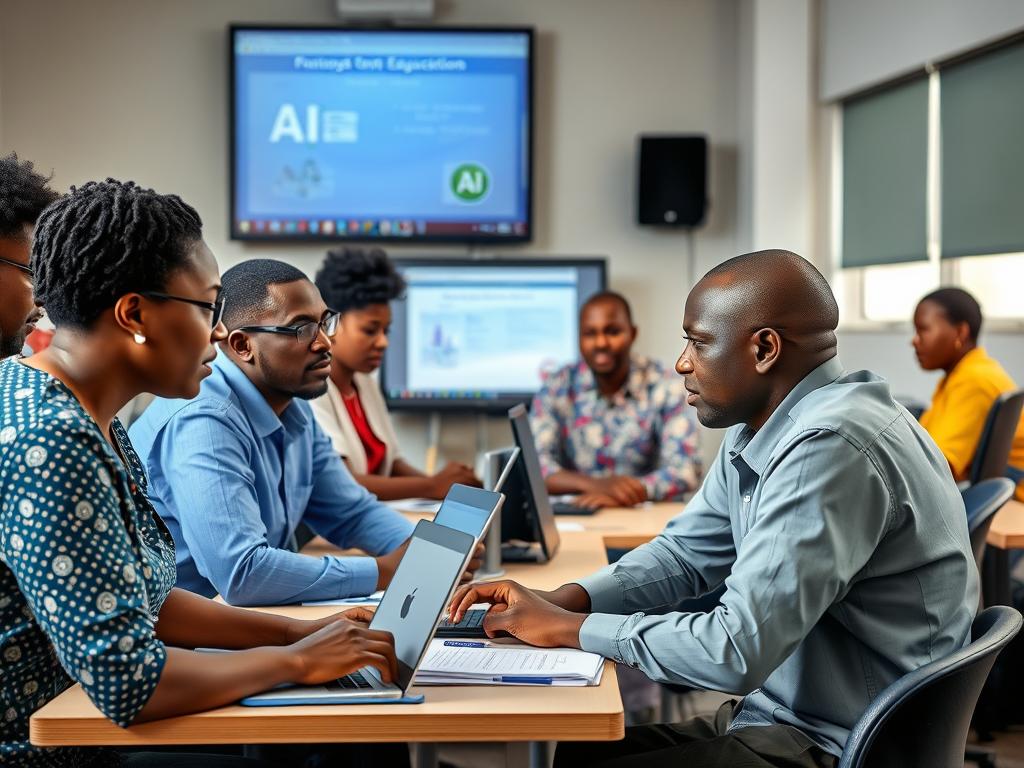 Nigerian education professionals participating in an AI training program