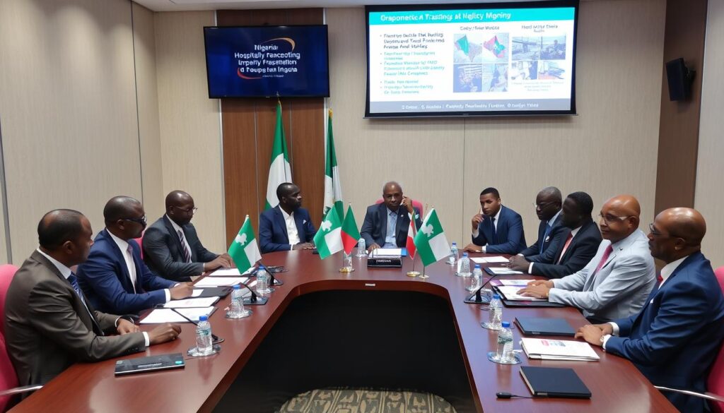 Nigerian government and hospitality industry leaders discussing AI policy framework