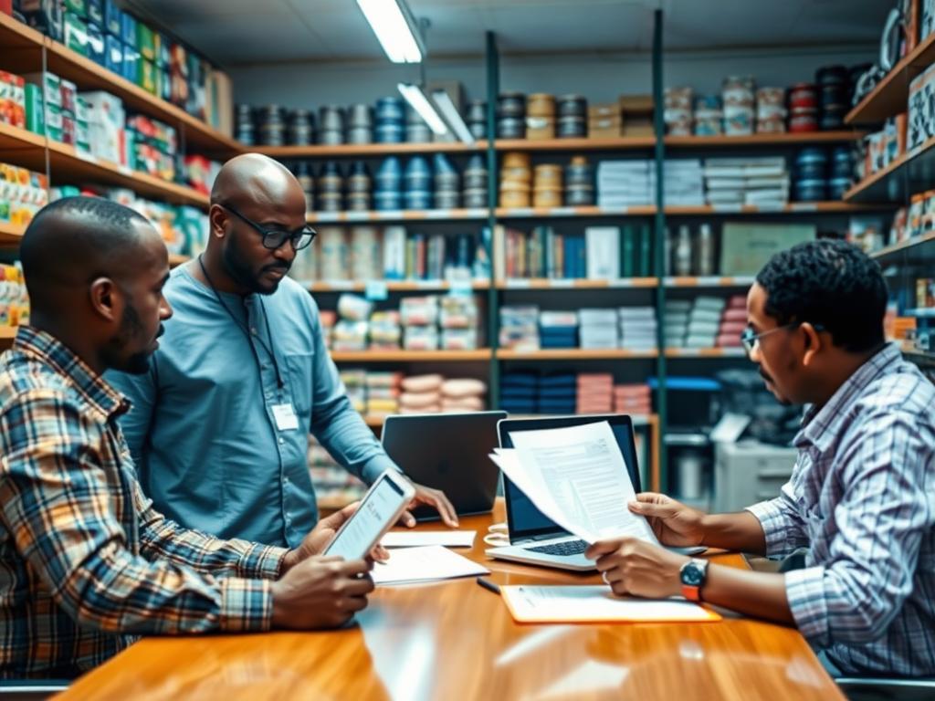 Nigerian retail business owner meeting with AI technology partners