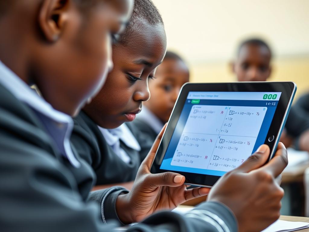 Nigerian student using an adaptive learning platform on a tablet