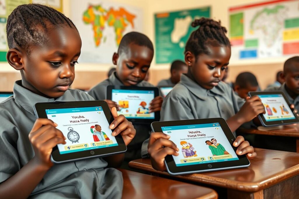 Nigerian students learning with content translated into local languages via AI