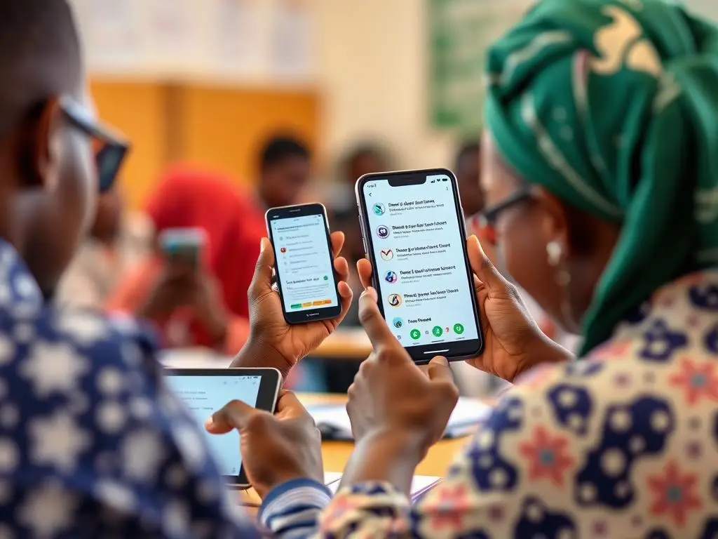 Nigerian students using AI-powered exam preparation app Nigerian students using AI-powered exam preparation app