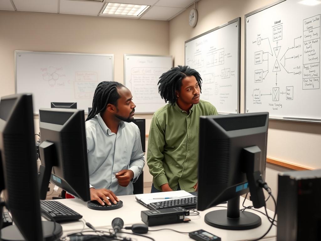 Nigerian AI researchers working in university laboratory