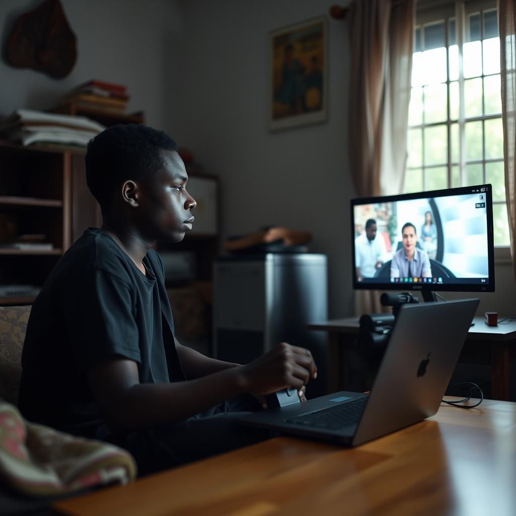 Nigerian creator accessing professional video quality through AI