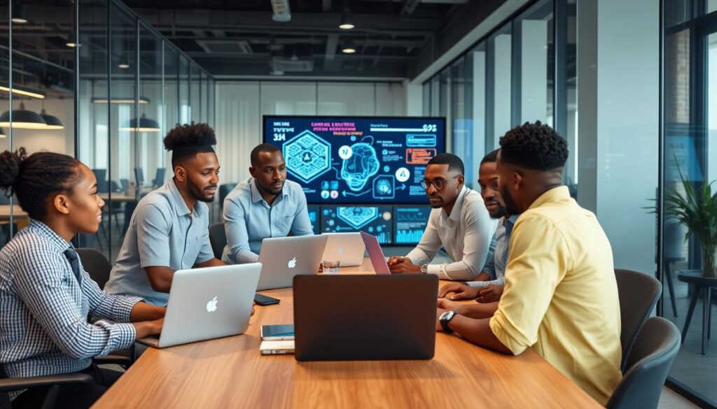 Nigerian tech startup team working with AI systems