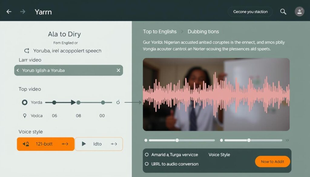 YarnGPT interface showing video translation and dubbing with Nigerian language options for African AI products 2025