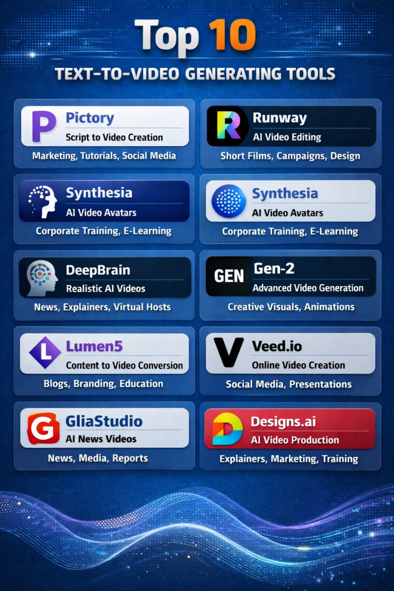 Top 10 Amazing Text-to-Video Generating Tools-Free and Paid Top 10 Amazing Text-to-Video Generating Tools-Free and Paid