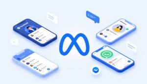 What is Meta AI digital assistant interface showing across multiple Meta platforms